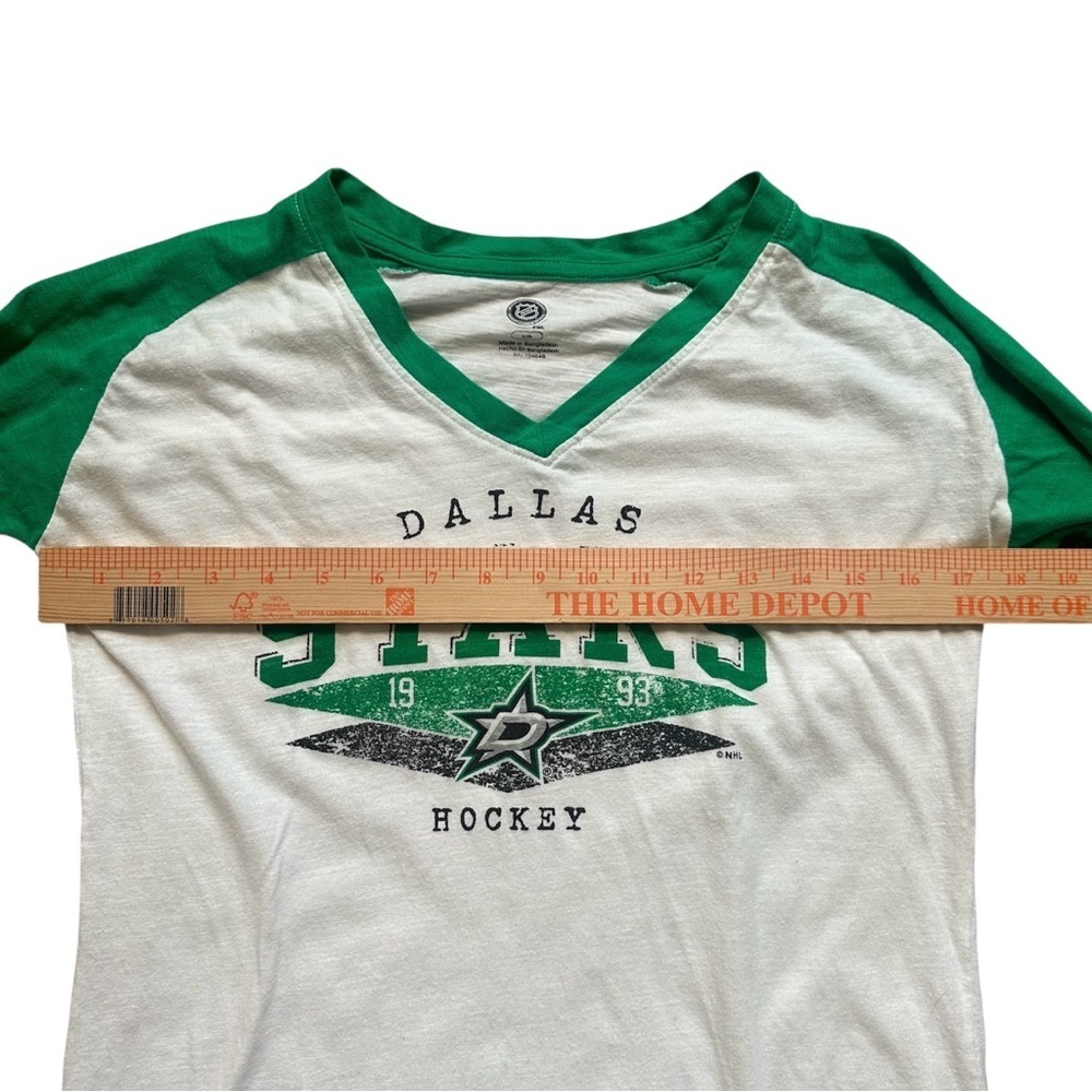 Dallas Stars NHL Hockey Long Sleeve Raglan Tee Green White Womens Large - Picture 3 of 7